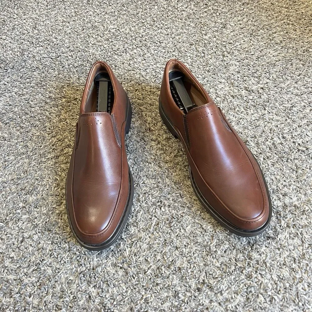 Clarks Active Air Vent Brown Leather Loafers Shoes Mens 9.5 M Slip On Comfort - Picture 1 of 10